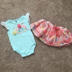 6M baby girl onesie and skirt set